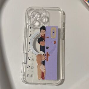 Clear Phone Case with Friends Illustration - Purple Accent